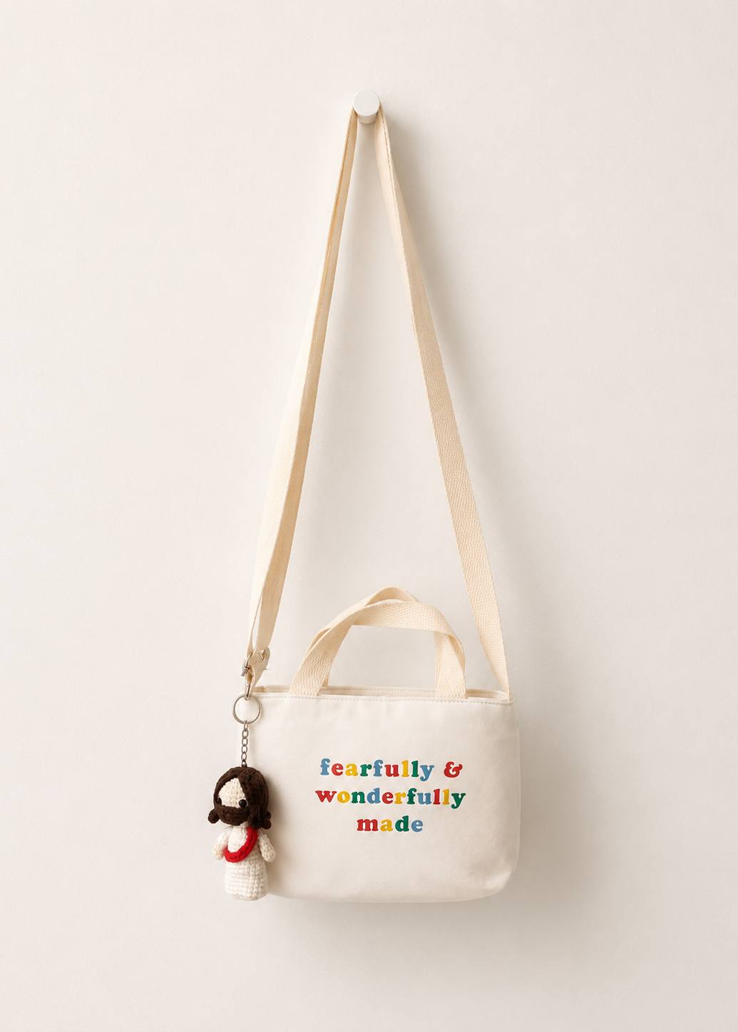 Tote Bag with Strap with Jesus Keychain