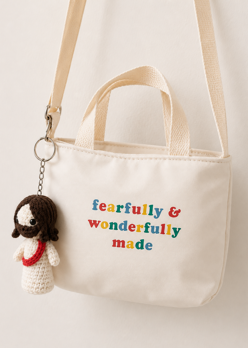 Tote Bag with Strap with Jesus Keychain