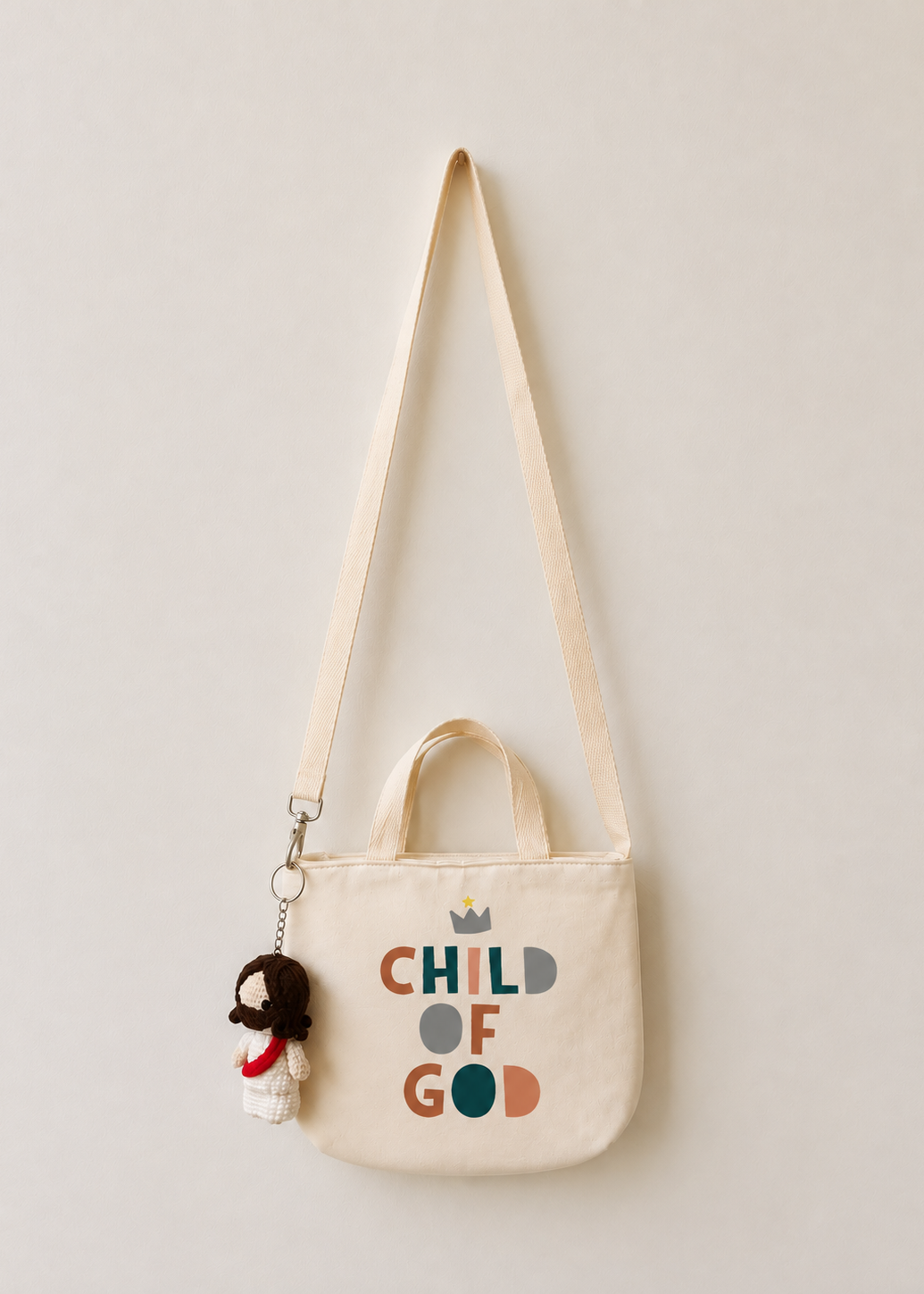 Tote Bag with Strap with Jesus Keychain