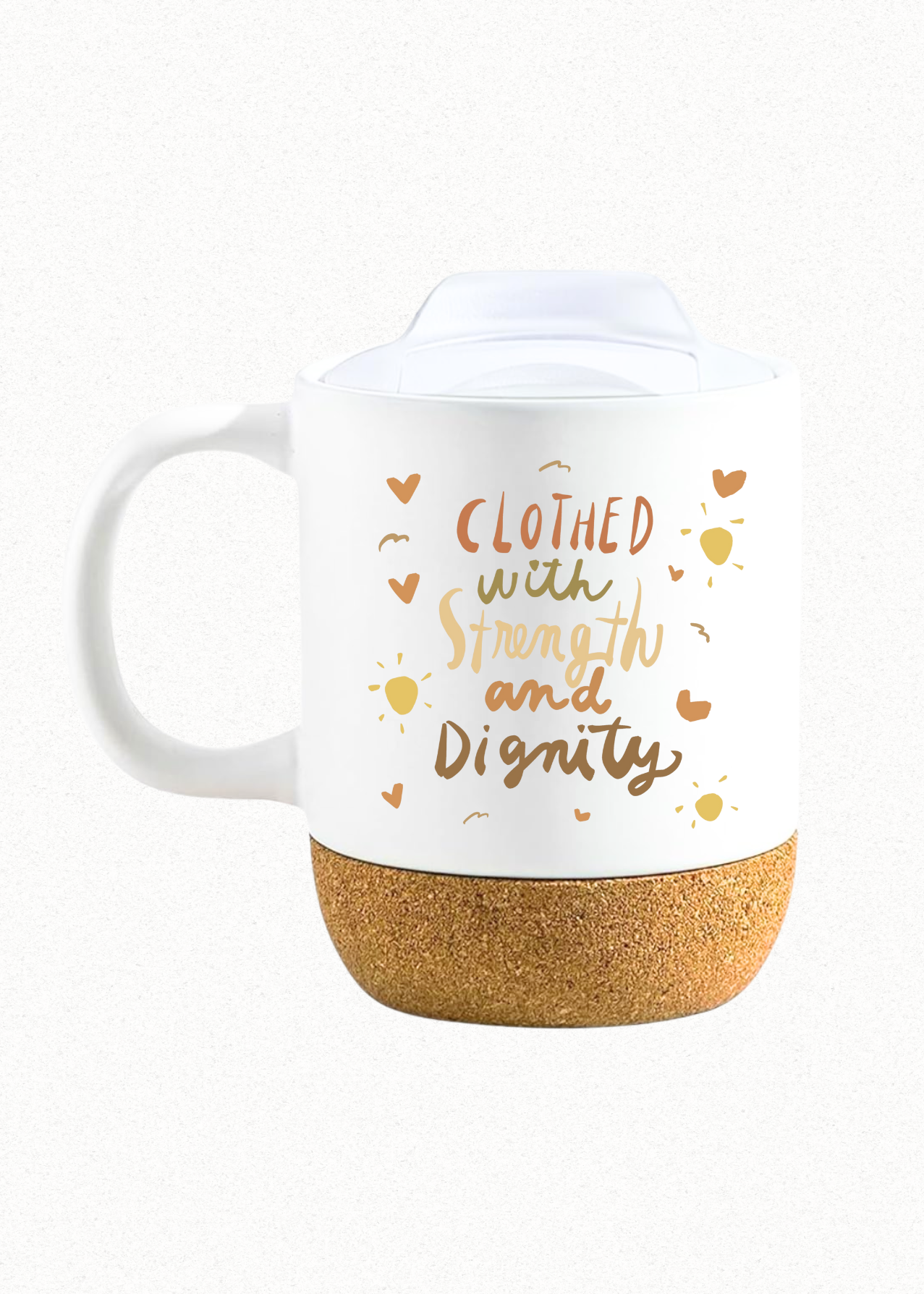 Clothed with Strength and Dignity Mug with Cork Base